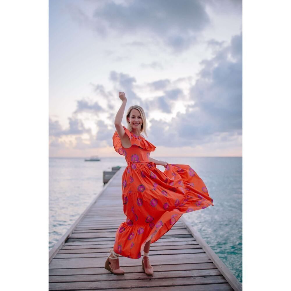 la double j yacht off shoulder dress orange Small(US4) - Picture 4 of 11